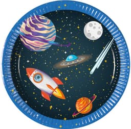 Paper Plates 9 Inches Rocket Space- 8 Pc