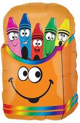 Crayon Smiley Box Balloon (Helium)- 28 Inches