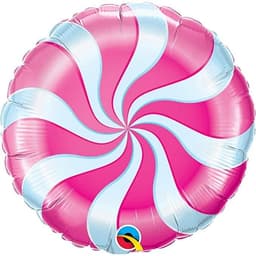 Pink Candy Swirl Circle Round Balloon  (Helium) - 18 Inches