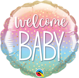 Welcome Baby Round Rainbow Confetti Balloon (Air-filled) - 4 Inches