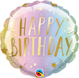 Round Birthday Pastel Ombre & Dots Balloon (Air-filled) - 4 Inches