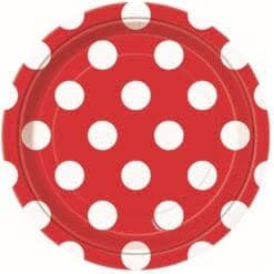 Paper Plates 7 Inches Red Polka Dot- 8 Pc
