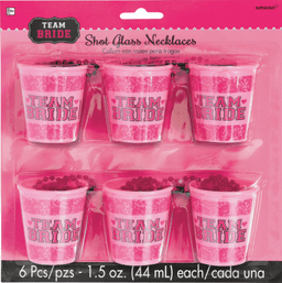 Team Bride Shot Glass Necklace- 6 Pc
