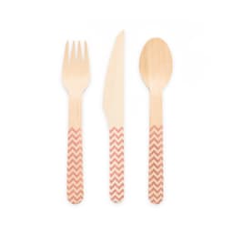Premium Wooden Cutlery Rose Gold- 18 Pc
