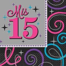 Paper Napkins 16in*16in Mis Quince 15 - 16pc