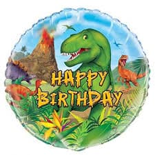 Dinosaur Volcanic Happy B-Day Balloon (Helium)- 18 Inches