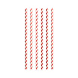 20 Paper Straws 6mm x 197mm Striped Red