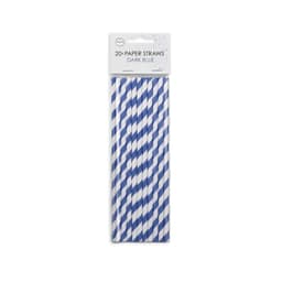 20 Paper straws 6mm x 197mm striped Dark Blue