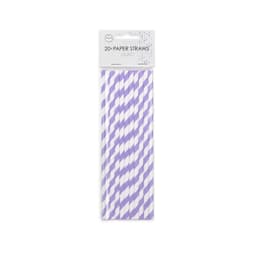 20 Paper straws 6mm x 197mm striped Lilac