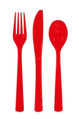 Premium Plastic Cutlery Red- 18 Pc