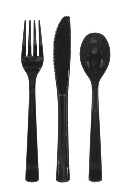 Premium Plastic Cutlery Black- 18 Pc