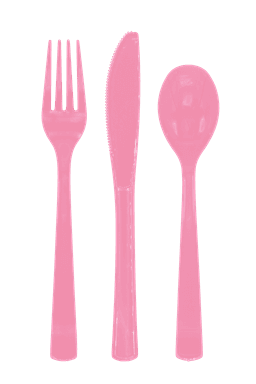 Premium Plastic Cutlery Light Pink- 18 Pc