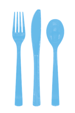 Premium Plastic Cutlery Light Blue- 18 Pc