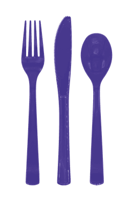 Premium Plastic Cutlery Purple- 18 Pc