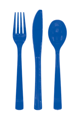 Premium Plastic Cutlery Dark Blue- 18 Pc