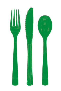 Premium Plastic Cutlery Green- 18 Pc
