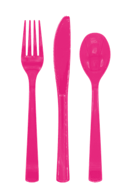 Premium Plastic Cutlery Hot Pink- 18 Pc