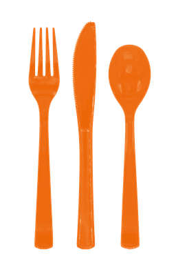 Premium Plastic Cutlery Orange- 18 Pc