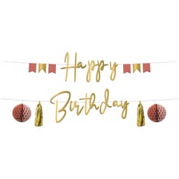 Paper Letter Banner Set Happy Birthday Golden Dusk- 4.5 Feet