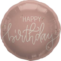 Happy Birthday Crème Rose Round Balloon (Helium) - 18 Inches
