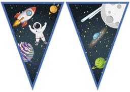 Premium Paper Glitter Bunting Rocket Space 7ft - 1 Pc