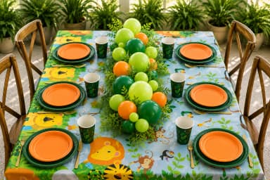 Plastic Table Cover 54In*84In Animal Jungle- 1 Pc inspiration 1