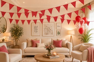 Premium Paper Glitter Bunting Red 18ft - 1 Pc inspiration 1